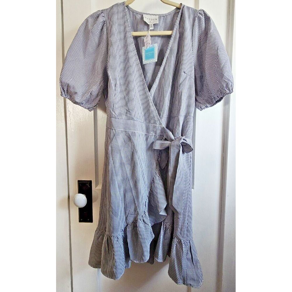 NWT Hayden Los Angeles Wrap Dress Women's black white plaids Women Sz Small